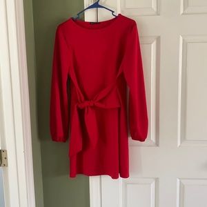 PRETTYGARDEN Women’s Long Lantern Sleeve Short Dress Crewneck Tie Waist Knit